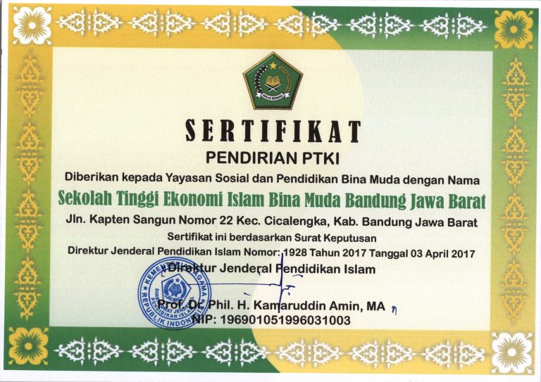 Sertifikat Pendirian STEI Bina Muda
